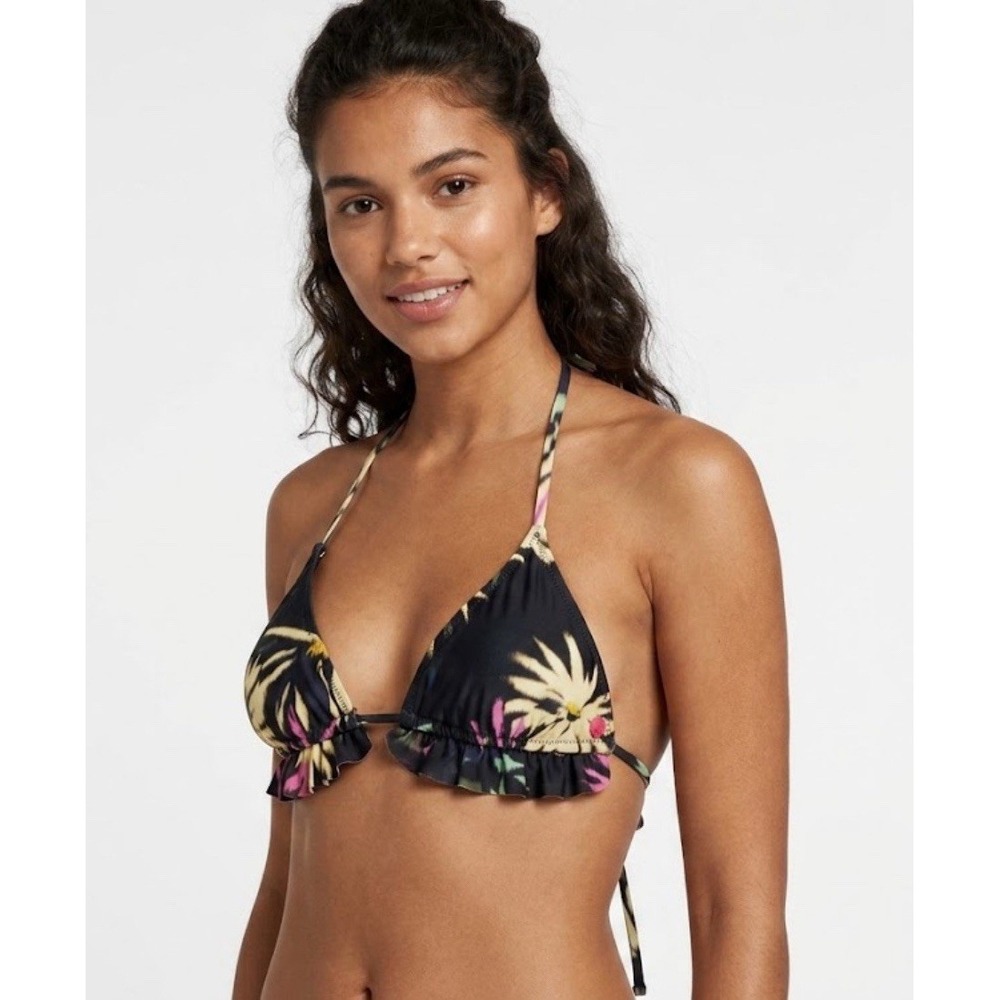 Scotch & Soda Womens Floral Triangle Bikini Top Ruffle Swimsuit NWT Size S $88